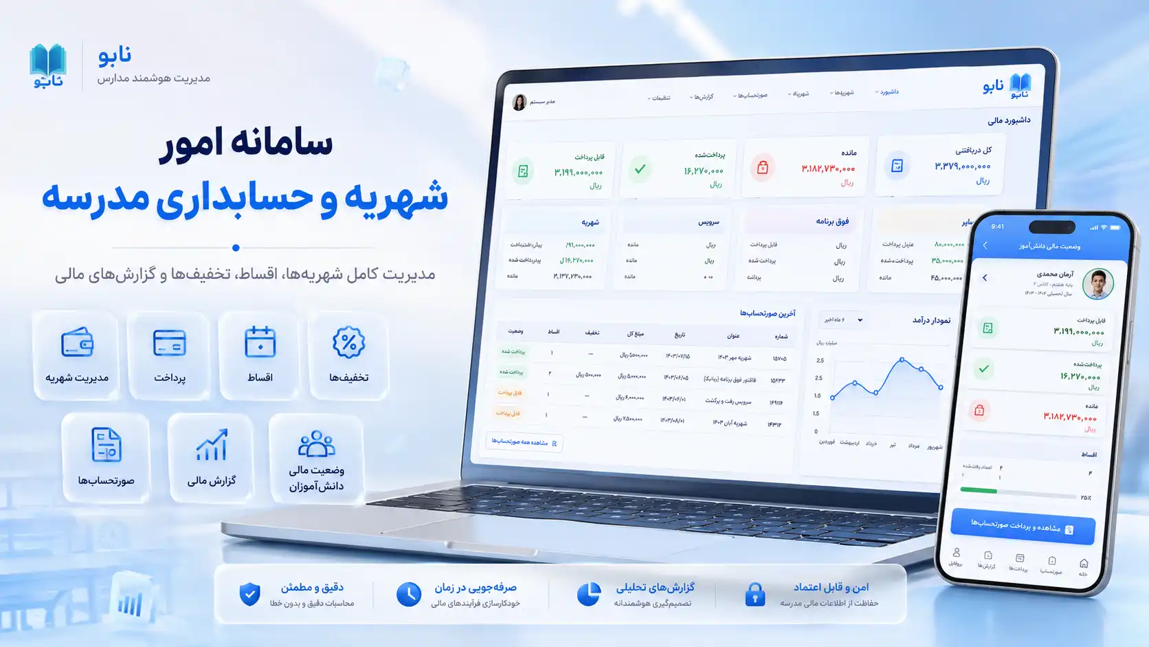 سامانه امور شهریه و حسابداری مدرسه نابو